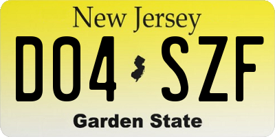 NJ license plate D04SZF