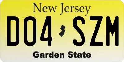 NJ license plate D04SZM
