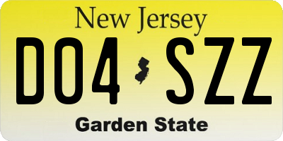 NJ license plate D04SZZ