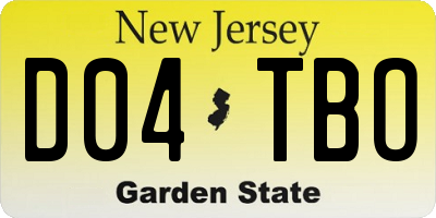 NJ license plate D04TBO