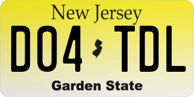 NJ license plate D04TDL