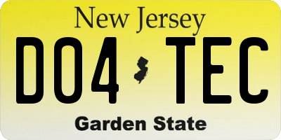 NJ license plate D04TEC