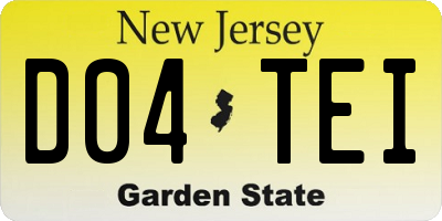 NJ license plate D04TEI