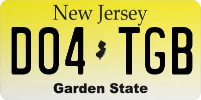 NJ license plate D04TGB