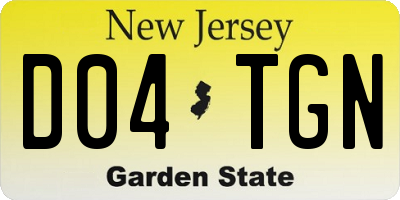 NJ license plate D04TGN