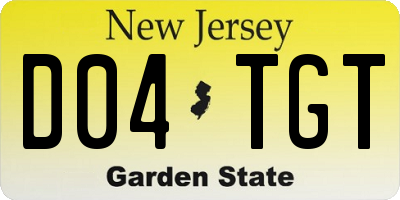 NJ license plate D04TGT
