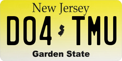 NJ license plate D04TMU
