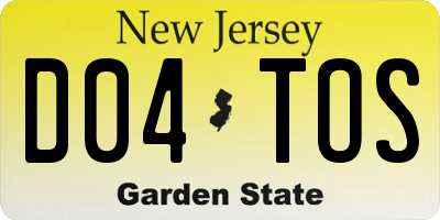 NJ license plate D04TOS