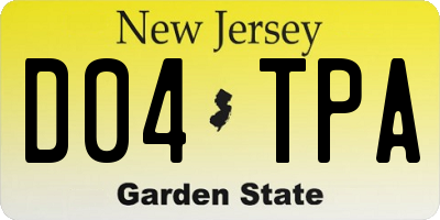 NJ license plate D04TPA