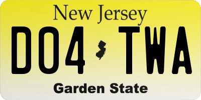 NJ license plate D04TWA
