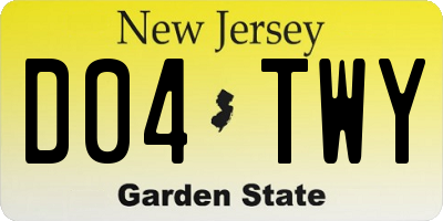NJ license plate D04TWY