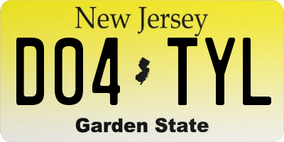 NJ license plate D04TYL