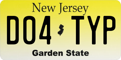 NJ license plate D04TYP