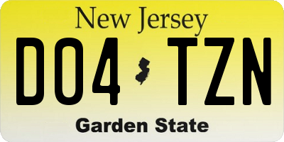 NJ license plate D04TZN