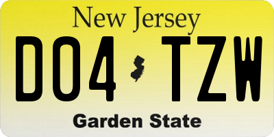 NJ license plate D04TZW