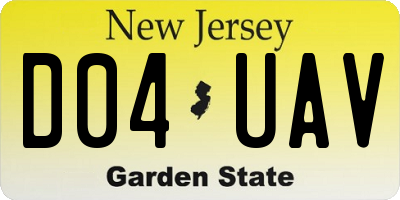 NJ license plate D04UAV