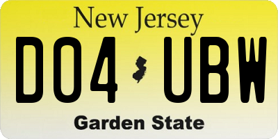 NJ license plate D04UBW