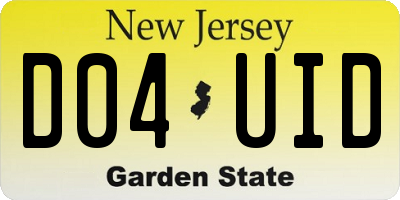 NJ license plate D04UID