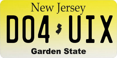 NJ license plate D04UIX