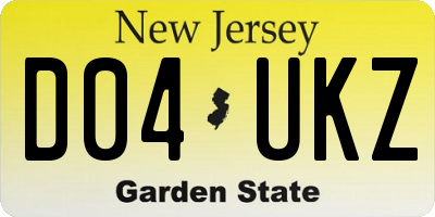 NJ license plate D04UKZ