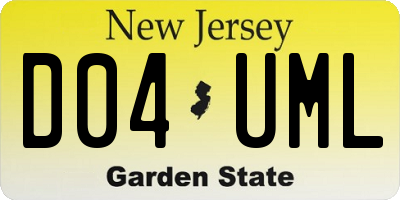 NJ license plate D04UML