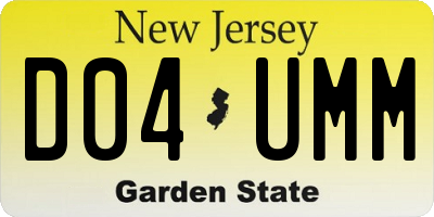 NJ license plate D04UMM