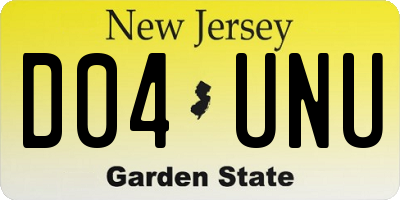 NJ license plate D04UNU
