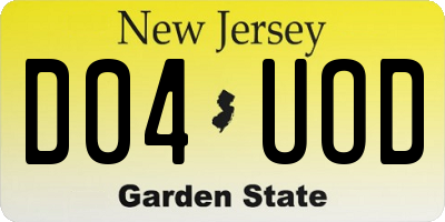 NJ license plate D04UOD