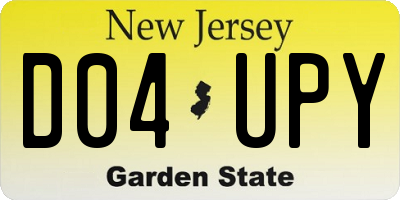 NJ license plate D04UPY