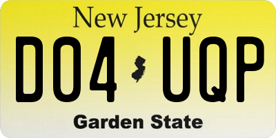 NJ license plate D04UQP