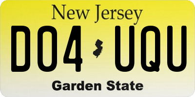 NJ license plate D04UQU