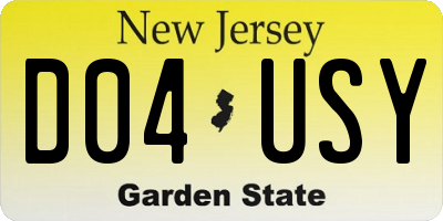 NJ license plate D04USY