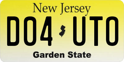 NJ license plate D04UTO
