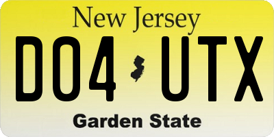 NJ license plate D04UTX