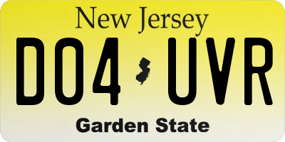 NJ license plate D04UVR