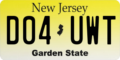 NJ license plate D04UWT