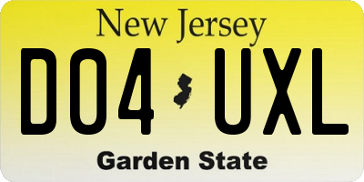 NJ license plate D04UXL