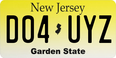 NJ license plate D04UYZ