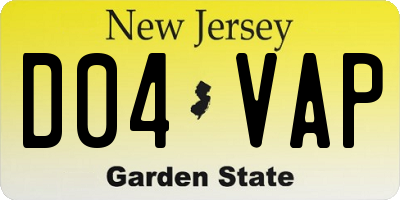 NJ license plate D04VAP