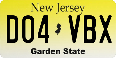 NJ license plate D04VBX