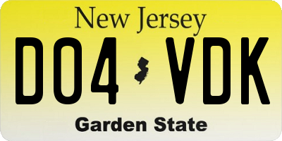 NJ license plate D04VDK