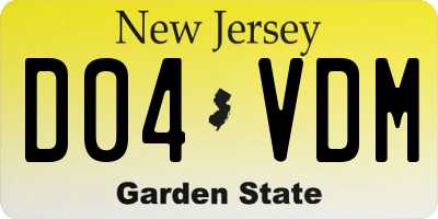 NJ license plate D04VDM
