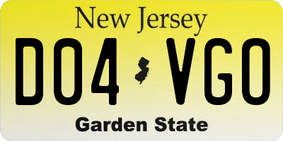 NJ license plate D04VGO