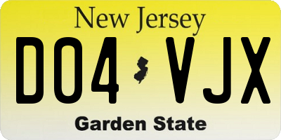 NJ license plate D04VJX