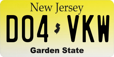 NJ license plate D04VKW