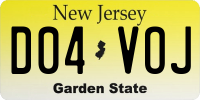 NJ license plate D04VOJ