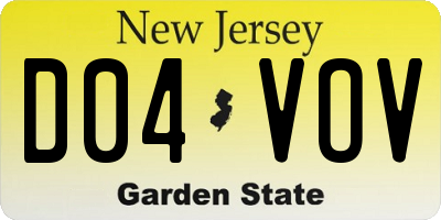 NJ license plate D04VOV