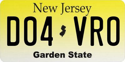 NJ license plate D04VRO