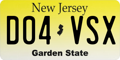 NJ license plate D04VSX