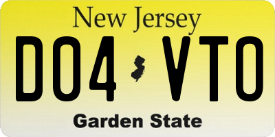NJ license plate D04VTO